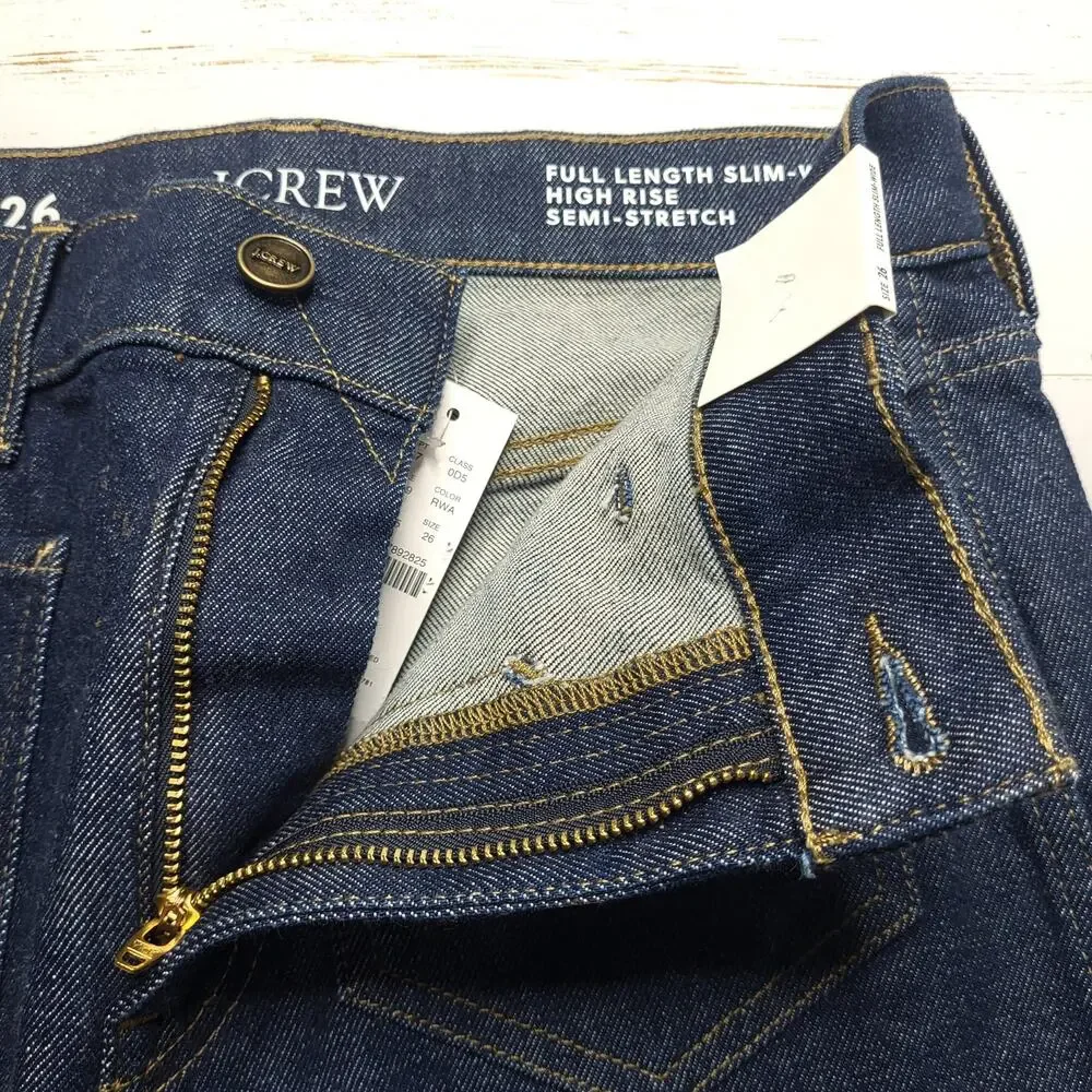 J. Crew Full Length Slim Wide Leg Trouser Jeans Patch Pocket Dark Rinse Wash 26 - Picture 7 of 11